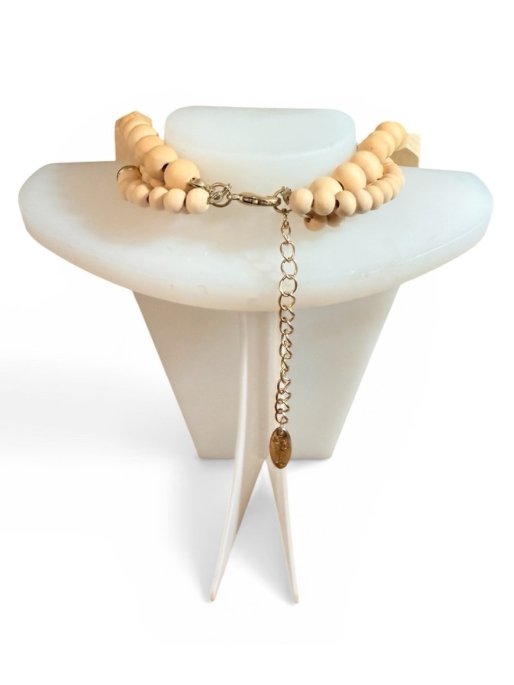 Natural Wood Multi-Strand Necklace in Beige - Picture 2 of 2